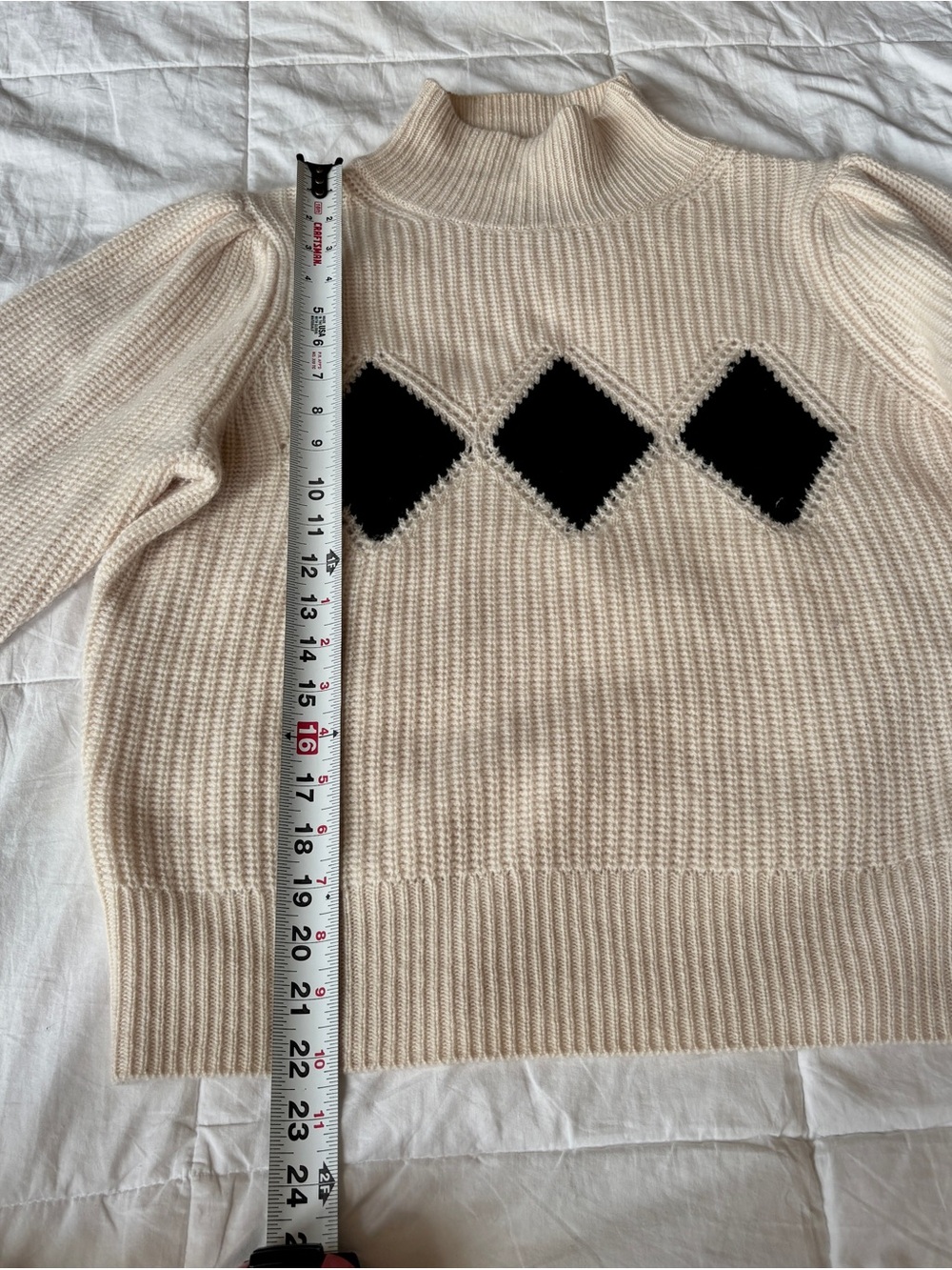 Reformation x Shrimps Diamond Turtleneck Cashmere Cream & Black Sweater - Large - Picture 7 of 11